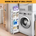 DayPlus 4-Tier Storage Rack Trolley Cart Slide-out Rolling Utility Cart Mobile Shelving Organizer for Kitchen, Bathroom, Bedroom: 3 - 5 Days Free Delivery Only UK - Image 5