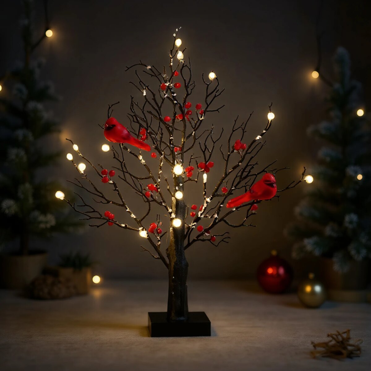 Red Bird Tree Light LED Cardinal Little Red Bird Table Decoration for Tabletop Centerpiece Xmas Indoor Home Décor: 3 - 5 Days Free Delivery Only UK - Image 2