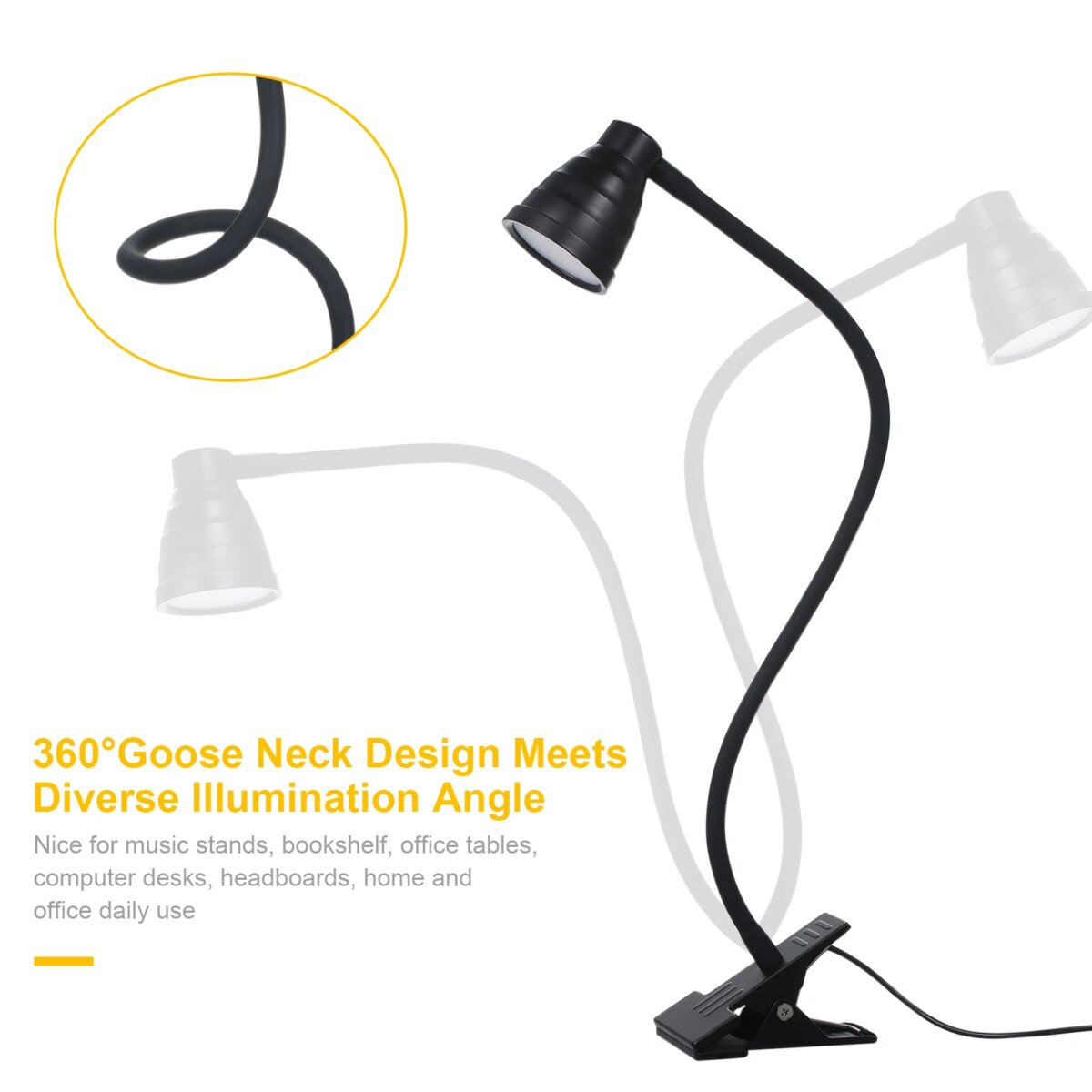 5W 24LEDs Table Desk Lamp Reading Beside Light Clamp CLip Lighting Fixture USB Powered 3 Colours for Home Office: 3 - 5 Days Free Delivery Only UK - Image 3
