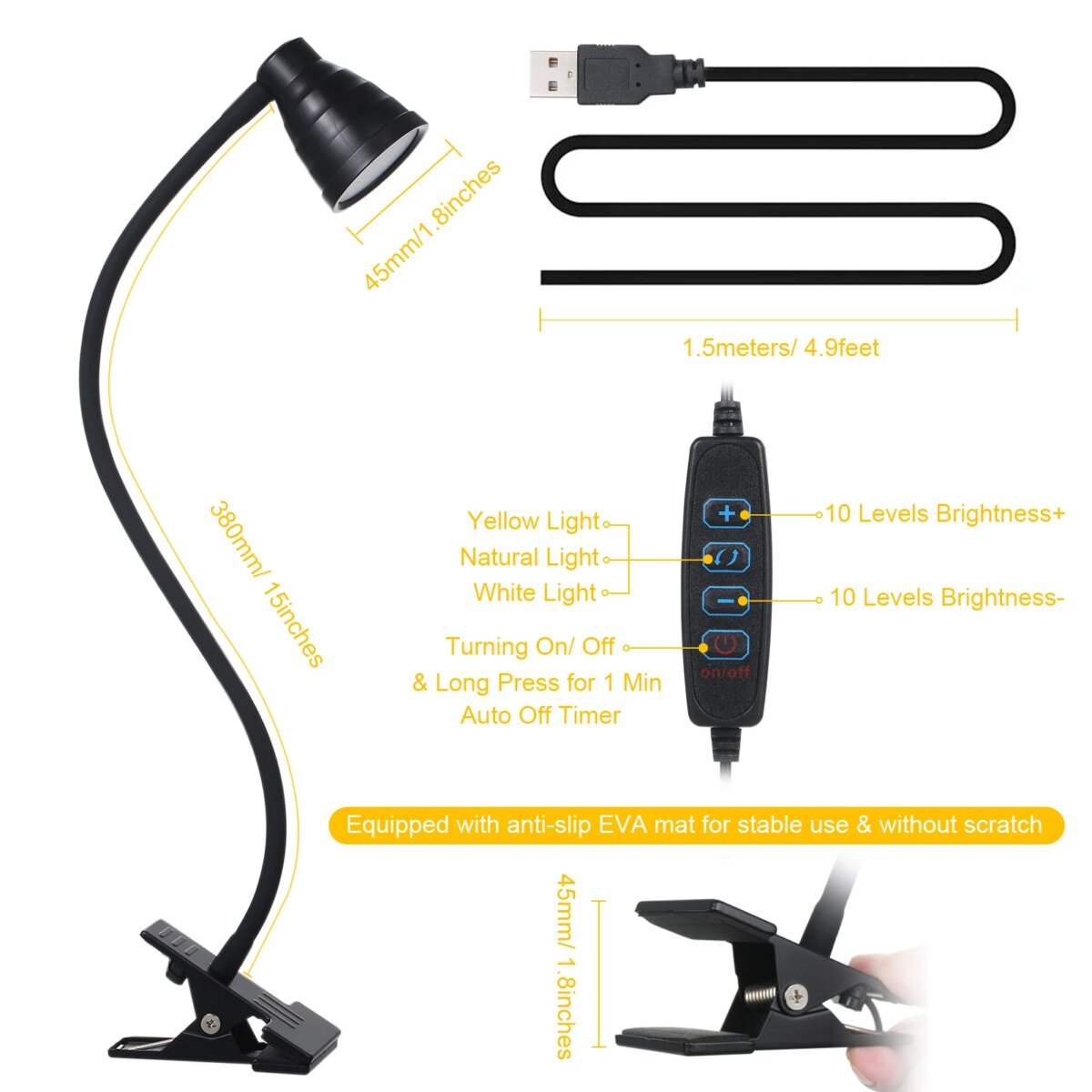 5W 24LEDs Table Desk Lamp Reading Beside Light Clamp CLip Lighting Fixture USB Powered 3 Colours for Home Office: 3 - 5 Days Free Delivery Only UK - Image 6