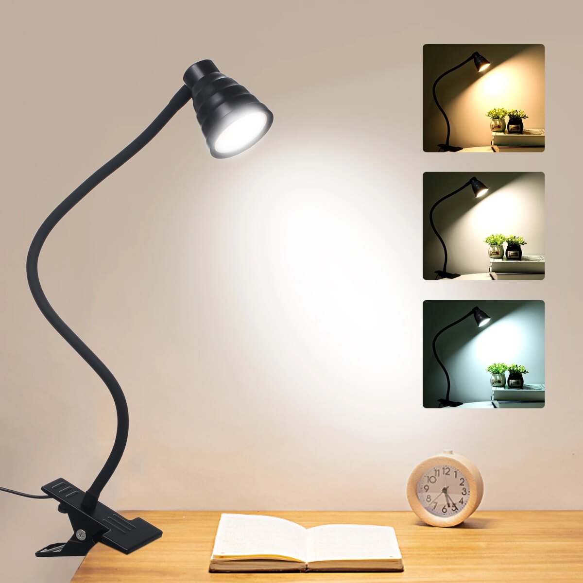 5W 24LEDs Table Desk Lamp Reading Beside Light Clamp CLip Lighting Fixture USB Powered 3 Colours for Home Office: 3 - 5 Days Free Delivery Only UK - Image 1