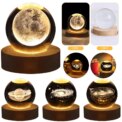 USB LED Night Light Galaxy Crystal Ball 3D Moon Planet Table Lamp Decor Bedroom Atmosphere Lamp for Birthday Kids Xmas Gifts: 3 - 5 Days Free Delivery Only UK - Image 2