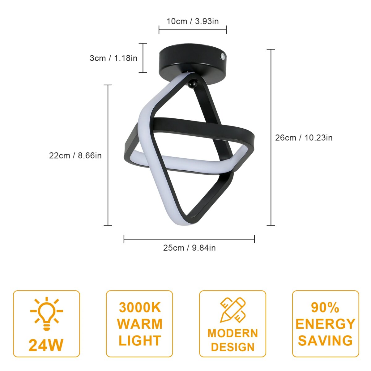 Modern Ceiling Lamp,Hallway Ceiling Lamp square 24W 2700LM,LED Ceiling Light for Hallway Balcony Cabinet, Warm white light 3000K: 3 - 5 Days Free Delivery Only UK - Image 2