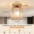 Crystal Ceiling Light, Gold, Medium size Fixture Chrome Flush Mount Ceiling Lighting Fixture for Hallway E27 Bulb Socket (Bulb Not Included): 3 - 5 Days Free Delivery Only UK - Image 2