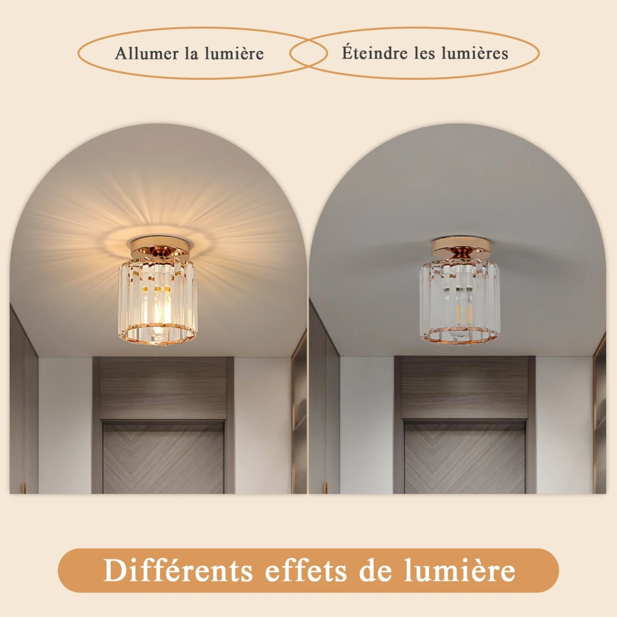 Crystal Ceiling Light, Gold, Medium size Fixture Chrome Flush Mount Ceiling Lighting Fixture for Hallway E27 Bulb Socket (Bulb Not Included): 3 - 5 Days Free Delivery Only UK - Image 3