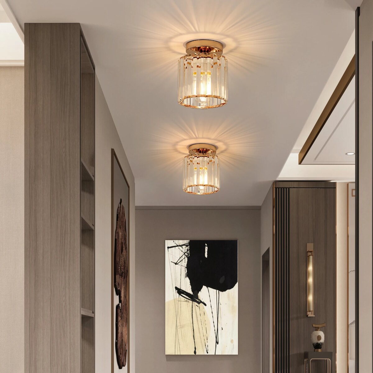 Crystal Ceiling Light, Gold, Medium size Fixture Chrome Flush Mount Ceiling Lighting Fixture for Hallway E27 Bulb Socket (Bulb Not Included): 3 - 5 Days Free Delivery Only UK - Image 6