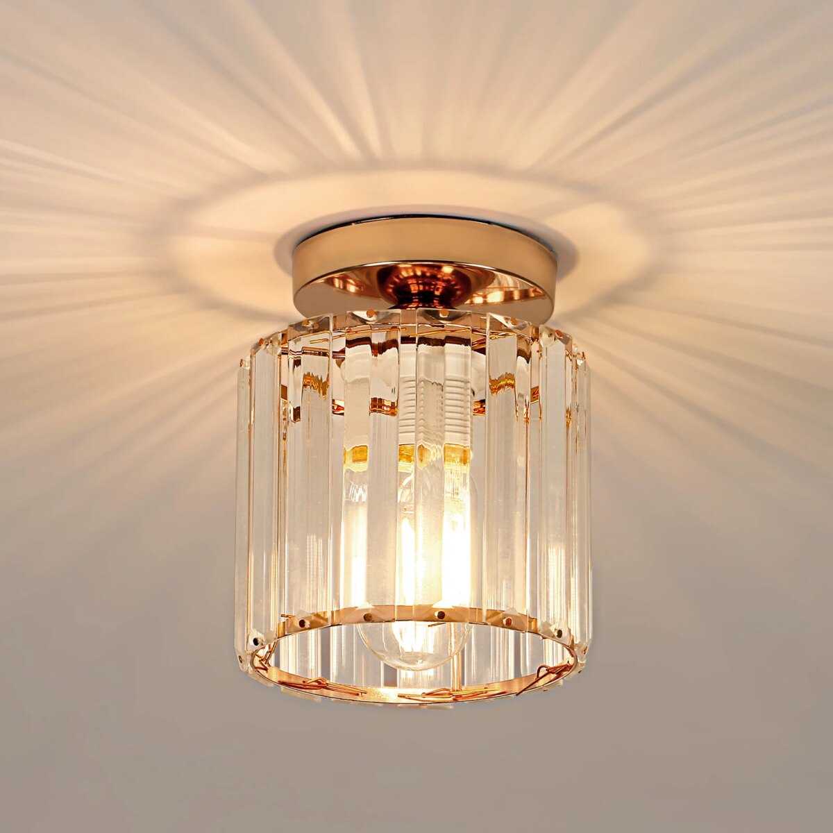 Crystal Ceiling Light, Gold, Medium size Fixture Chrome Flush Mount Ceiling Lighting Fixture for Hallway E27 Bulb Socket (Bulb Not Included): 3 - 5 Days Free Delivery Only UK - Image 1