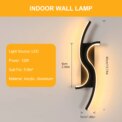 LED Wall Applique, Black Interior Wall Lamp, Warm White Light 3000K Modern Curve for Bedroom, Living Room, Corridor, 3000K: 3 - 5 Days Free Delivery Only UK - Image 2