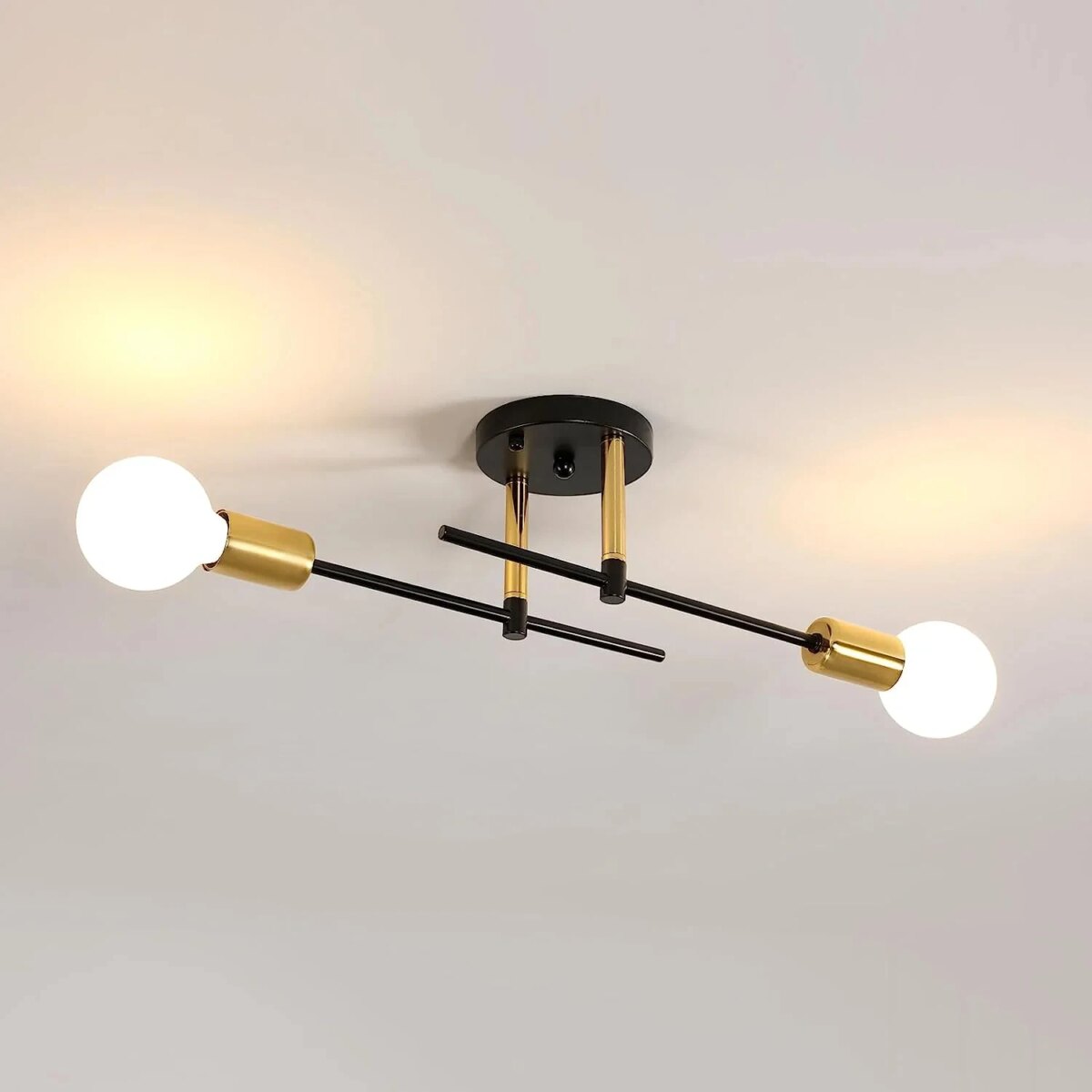 Double headed iron ceiling light, VintageCeiling Lamp For Living Room Bedroom Dining Room Office, E27 Base without light source: 3 - 5 Days Free Delivery Only UK - Image 1