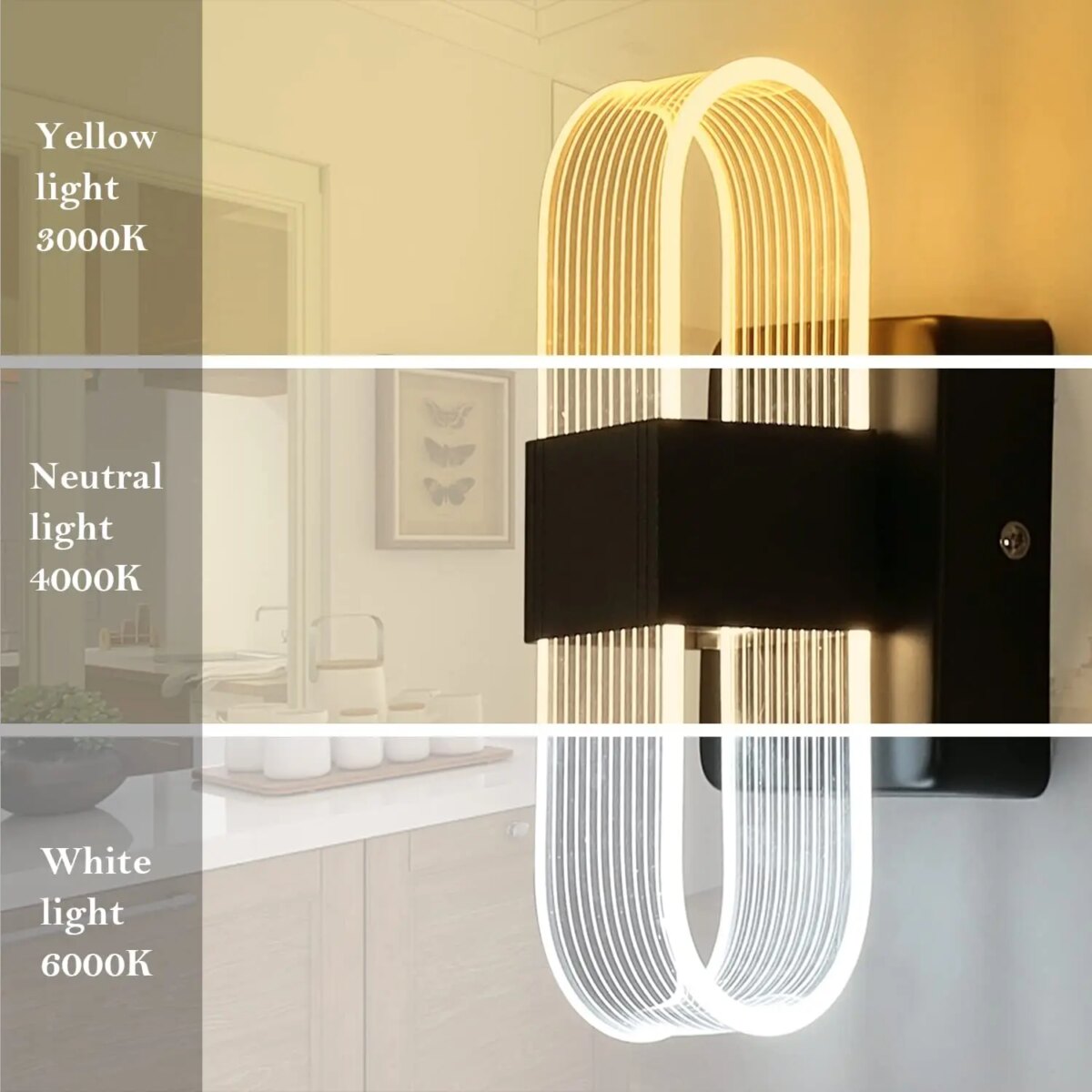 Modern Acrylic LED Wall Lamp,LED Indoor Wall Lamps,Bedside Night Lights,3 Lighting Medium Size Colours Adjustable Wall Light For Bedroom: 3 - 5 Days Free Delivery Only UK - Image 2