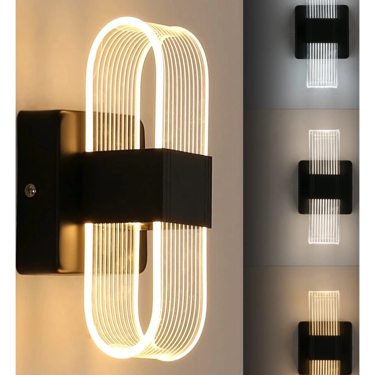 Modern Acrylic LED Wall Lamp,LED Indoor Wall Lamps,Bedside Night Lights,3 Lighting Medium Size Colours Adjustable Wall Light For Bedroom: 3 - 5 Days Free Delivery Only UK - Image 1