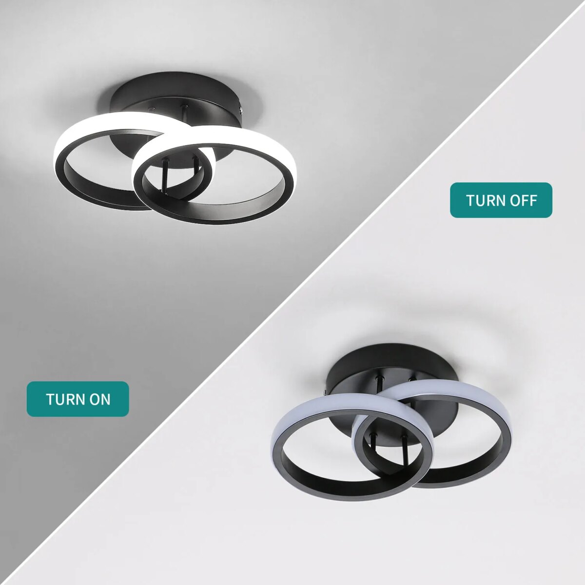 Small LED Ceiling Lights,19W 1710LM Bedroom Ceiling Lamp, Medium Size 6000K Cool White LED Ceiling Light with Double Ring: 3 - 5 Days Free Delivery Only UK - Image 5