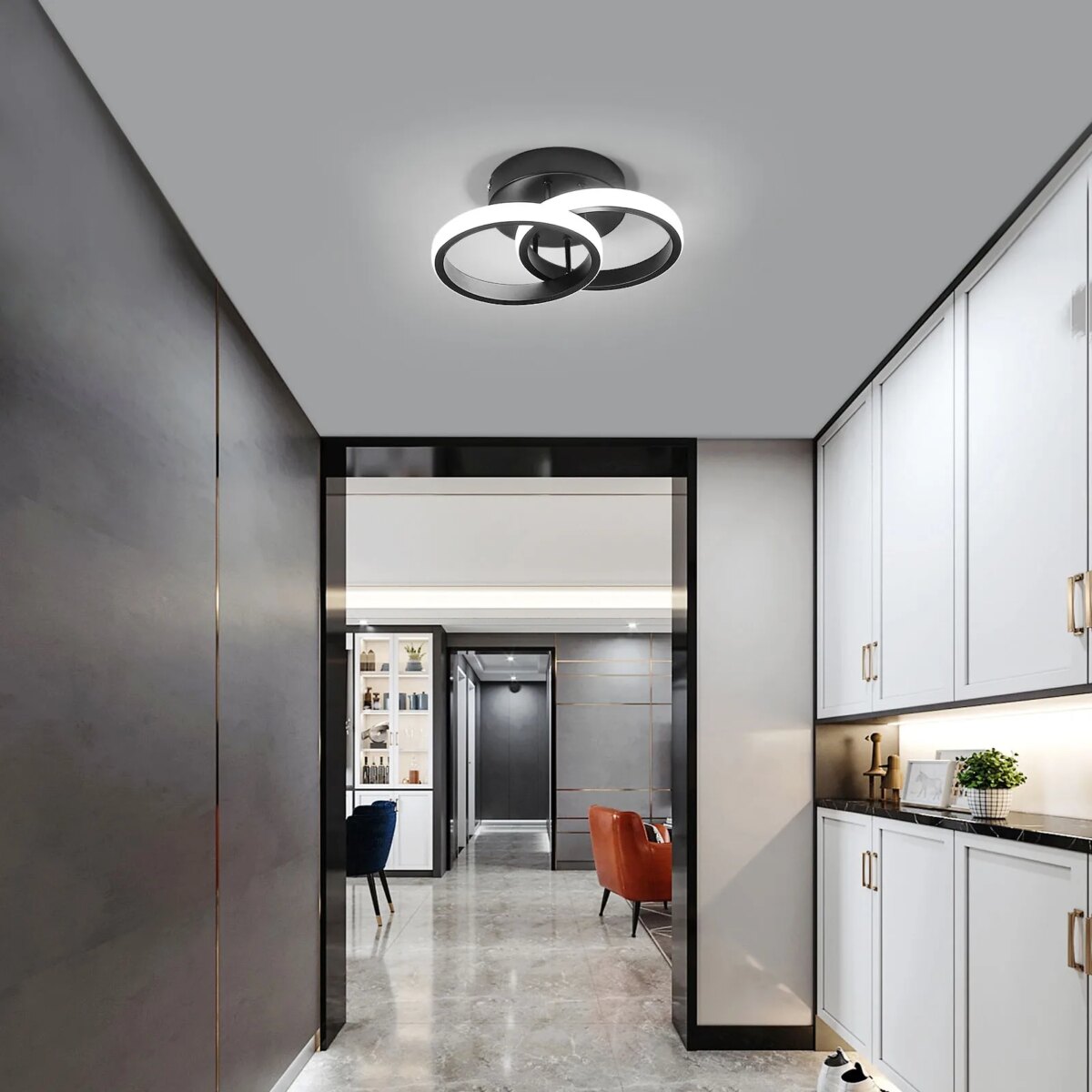 Small LED Ceiling Lights,19W 1710LM Bedroom Ceiling Lamp, Medium Size 6000K Cool White LED Ceiling Light with Double Ring: 3 - 5 Days Free Delivery Only UK - Image 6