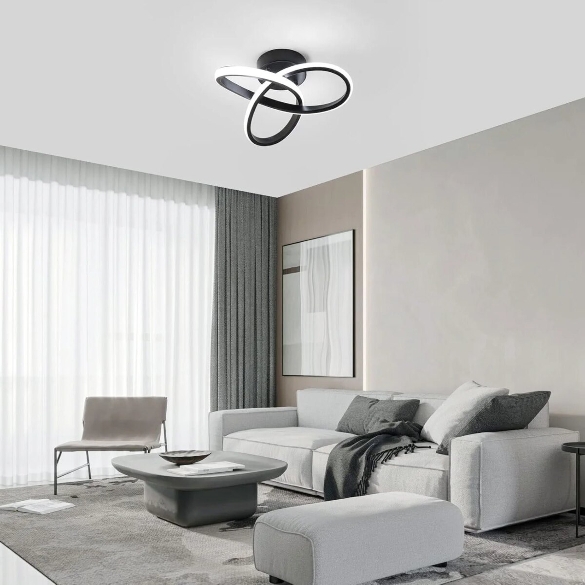 LED Ceiling Light, 22W Black Clover LED Aluminum Ceiling Light, Medium Size White Light 220V Suitable for Living Room, Bedroom, Study: 3 - 5 Days Free Delivery Only UK - Image 4