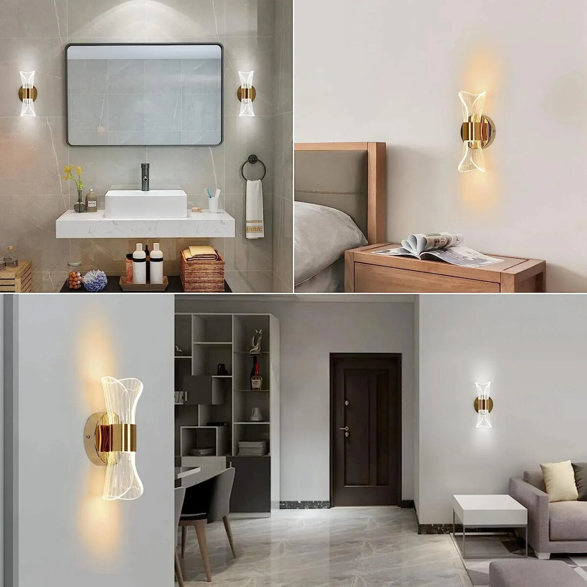 Gold Acrylic Wall Sconce, 12W Led Wall Lamp with 3 Color Temperature Options (3000K/4000K/6500K), Perfect for Hallway: 3 - 5 Days Free Delivery Only UK - Image 6
