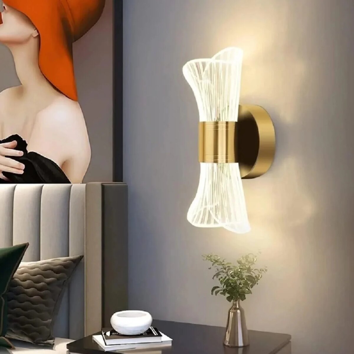Gold Acrylic Wall Sconce, 12W Led Wall Lamp with 3 Color Temperature Options (3000K/4000K/6500K), Perfect for Hallway: 3 - 5 Days Free Delivery Only UK - Image 3