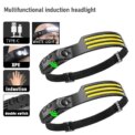 LED Head Torch Rechargeable Waterproof COB Headlamp Motion Sensor Light: 3 - 5 Days Free Delivery Only UK - Image 3