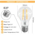 6PCS E27 Vintage Light Bulbs 6W E27 Edison Screw Bulb Warm White 2700K 60W Equivalent E27 LED Bulb Energy Saving Light Bulbs: 3 - 5 Days Free Delivery Only UK - Image 2