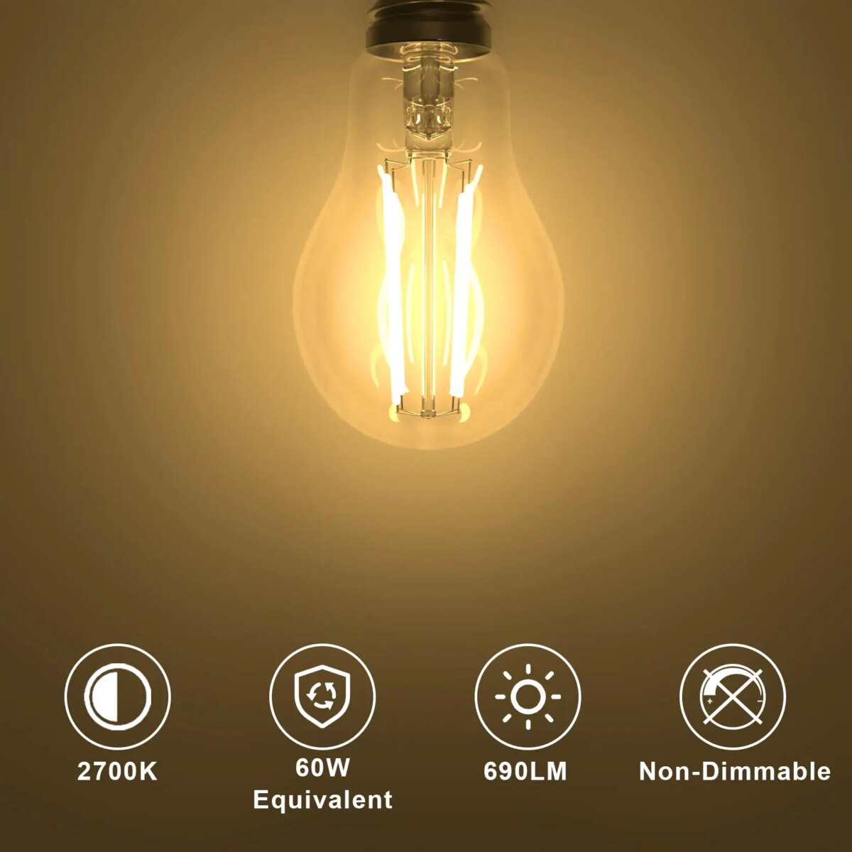 6PCS E27 Vintage Light Bulbs 6W E27 Edison Screw Bulb Warm White 2700K 60W Equivalent E27 LED Bulb Energy Saving Light Bulbs: 3 - 5 Days Free Delivery Only UK - Image 3