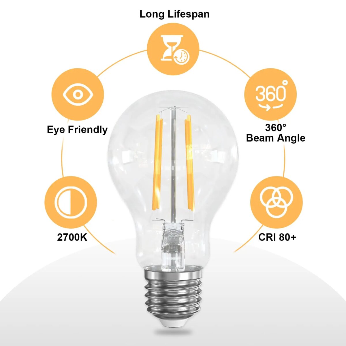 6PCS E27 Vintage Light Bulbs 6W E27 Edison Screw Bulb Warm White 2700K 60W Equivalent E27 LED Bulb Energy Saving Light Bulbs: 3 - 5 Days Free Delivery Only UK - Image 4