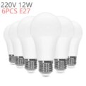 6PCS E27 Screw Bulb 220V 12W 3000K 4000K 6500K LED Bulb 1200LM Super Bright Screw in Light Bulbs for Lamps Equivalent 100W: 3 - 5 Days Free Delivery Only UK
