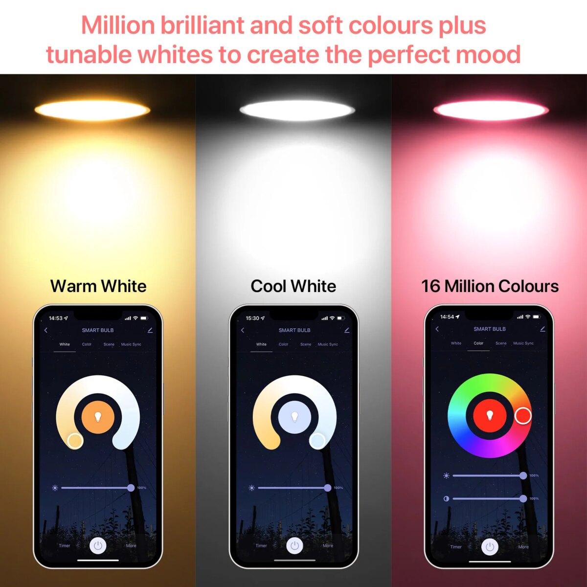 2pcs Smart Light Bulb B22 Bayonet 220V Colour Changing Light Compatible with Echo Alexa Google Home 9W RGBCW Bluetooth: 3 - 5 Days Free Delivery Only UK  WiFi - Image 4