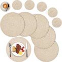 Set of 6 Round Placemats and Coasters Braided Woven Place Mats Washable Heat Resistant Table Mats and Coasters for Dining Table: 3 - 5 Days Free Delivery Only UK
