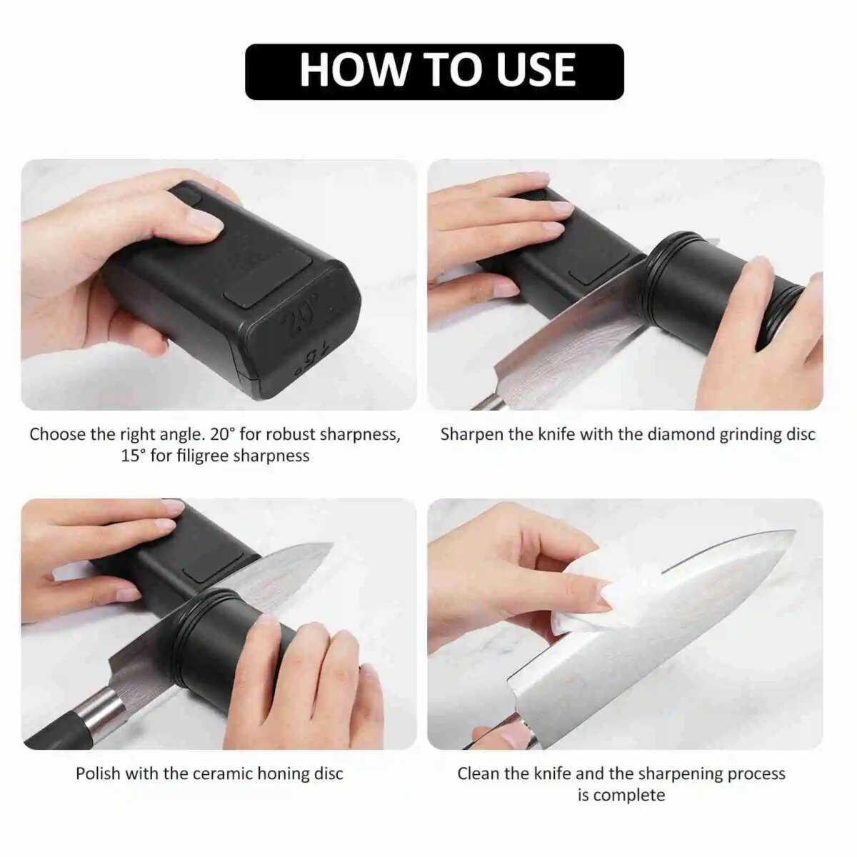 Rolling Knife Sharpener - Knife Sharpening Tool with Diamond and Ceramic Discs for Steel of Any Hardness, 15 and 20 Degrees: 3 - 5 Days Free Delivery Only UK - Image 3