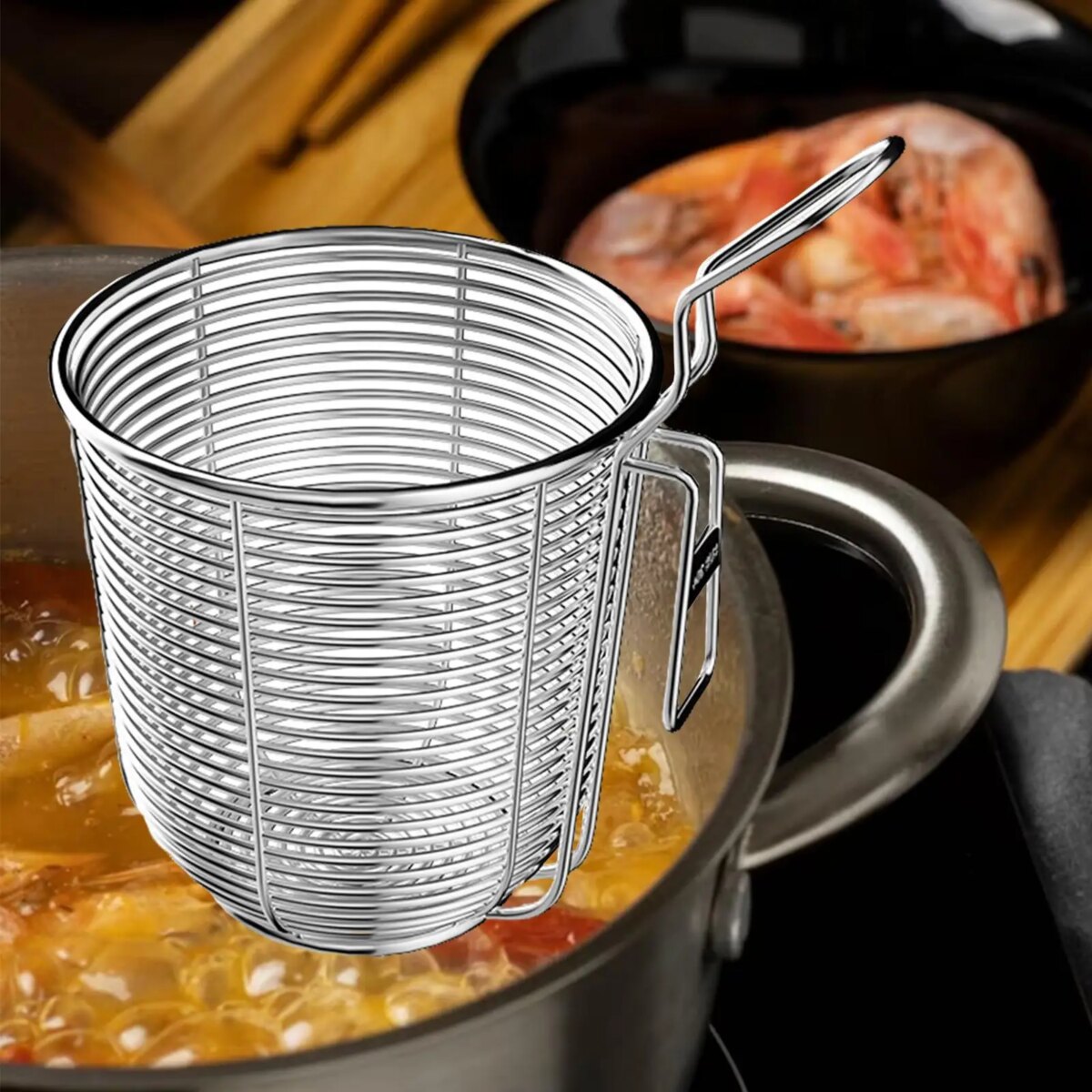 Stainless Steel Pasta Strainer with Handle, Food Dumpling Noodle: 3 - 5 Days Free Delivery Only UK - Image 4