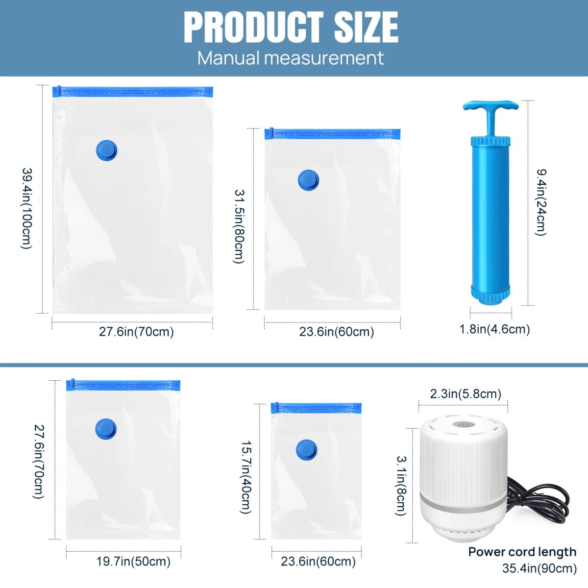 12-Pack Vacuum Compression Storage Bags for Clothes, with Electric Pump - Reusable Space Saver Bags for Travel, Duvets Storage: 3 - 5 Days Free Delivery Only UK - Image 6