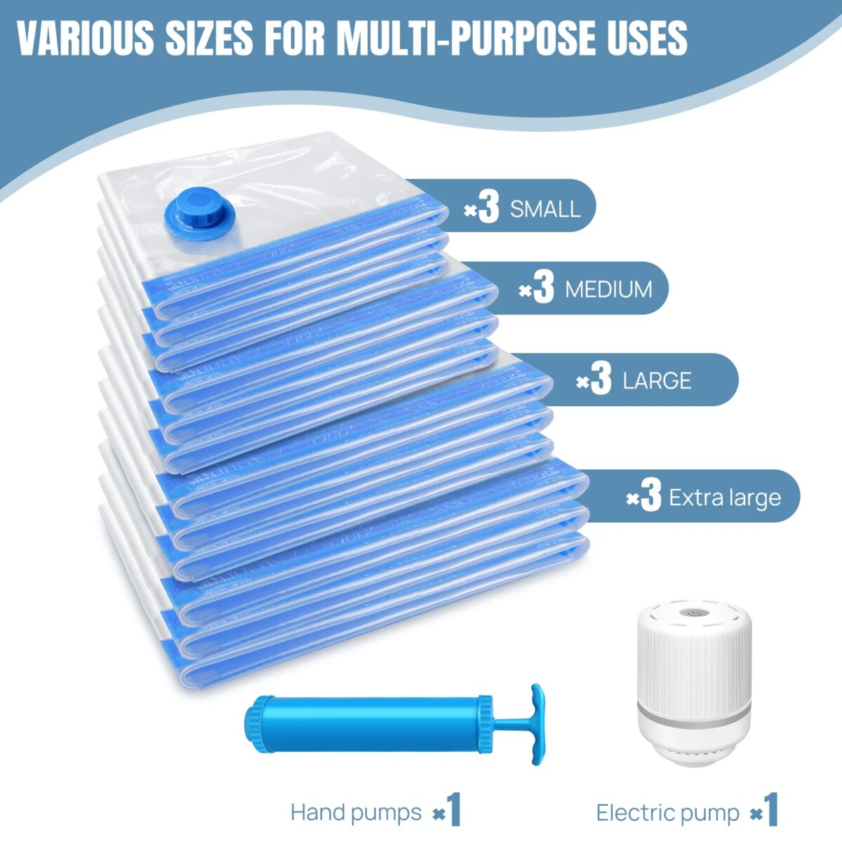 12-Pack Vacuum Compression Storage Bags for Clothes, with Electric Pump - Reusable Space Saver Bags for Travel, Duvets Storage: 3 - 5 Days Free Delivery Only UK - Image 4