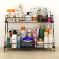 Standing 2 Tiers Spice Herb Jar Rack Holder Storage Organizer Counter Shelf Black: 3 - 5 Days Free Delivery Only UK