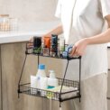 Standing 2 Tiers Spice Herb Jar Rack Holder Storage Organizer Counter Shelf Black: 3 - 5 Days Free Delivery Only UK - Image 3