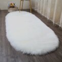 Oval Faux Fur Sheepskin Fluffy Floor Rug, White 60x120CM: 3 - 5 Days Free Delivery Only UK - Image 4