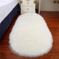 Oval Faux Fur Sheepskin Fluffy Floor Rug, White 60x120CM: 3 - 5 Days Free Delivery Only UK - Image 2