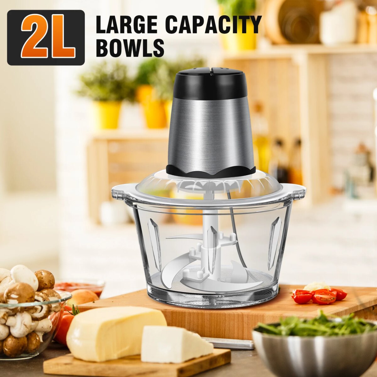 2L Electric Food Chopper Vegetable Chopper Small Food Processor Meat Grinder Mixer Electric Dicer with 2 Speeds Meat Mincer: 3 - 5 Days Free Delivery Only UK - Image 4
