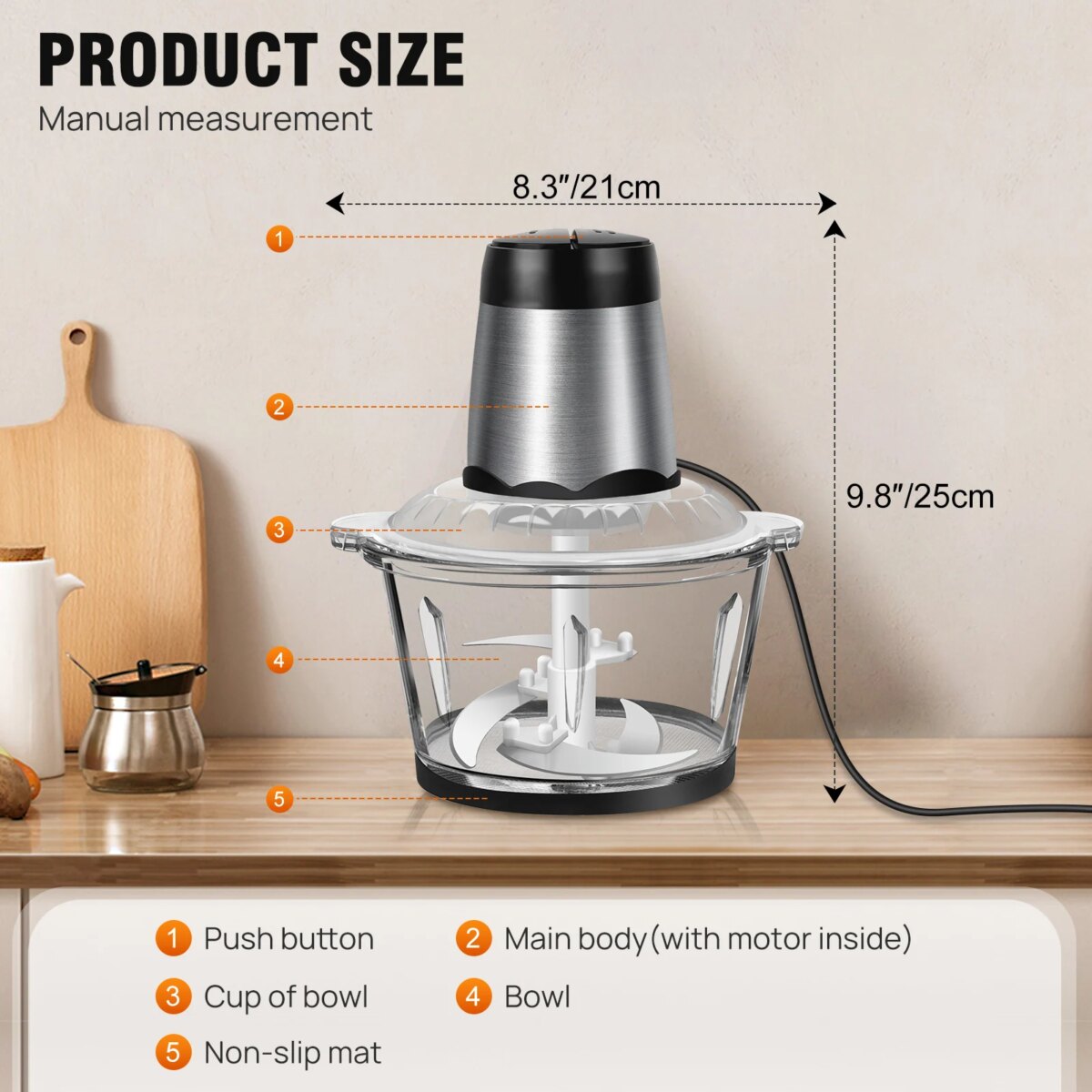 2L Electric Food Chopper Vegetable Chopper Small Food Processor Meat Grinder Mixer Electric Dicer with 2 Speeds Meat Mincer: 3 - 5 Days Free Delivery Only UK - Image 2