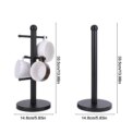 6 Cup Mug Holder with Paper Towel Roll Holder Free-Standing Cup Rack (Black): 3 - 5 Days Free Delivery Only UK - Image 6