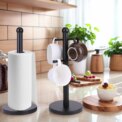 6 Cup Mug Holder with Paper Towel Roll Holder Free-Standing Cup Rack (Black): 3 - 5 Days Free Delivery Only UK - Image 3