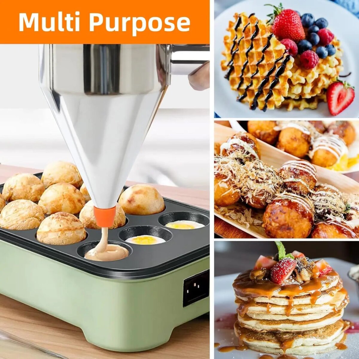 Pancake Batter Dispenser with 4 Nozzles Multi-Caliber Stainless Steel Funnel Cake Dispenser with Stand Great for Baked Goods: 3 - 5 Days Free Delivery Only UK - Image 6