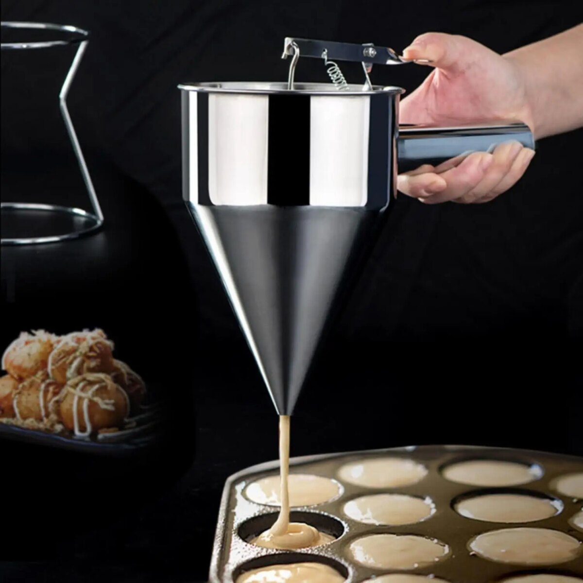 Pancake Batter Dispenser with 4 Nozzles Multi-Caliber Stainless Steel Funnel Cake Dispenser with Stand Great for Baked Goods: 3 - 5 Days Free Delivery Only UK - Image 2