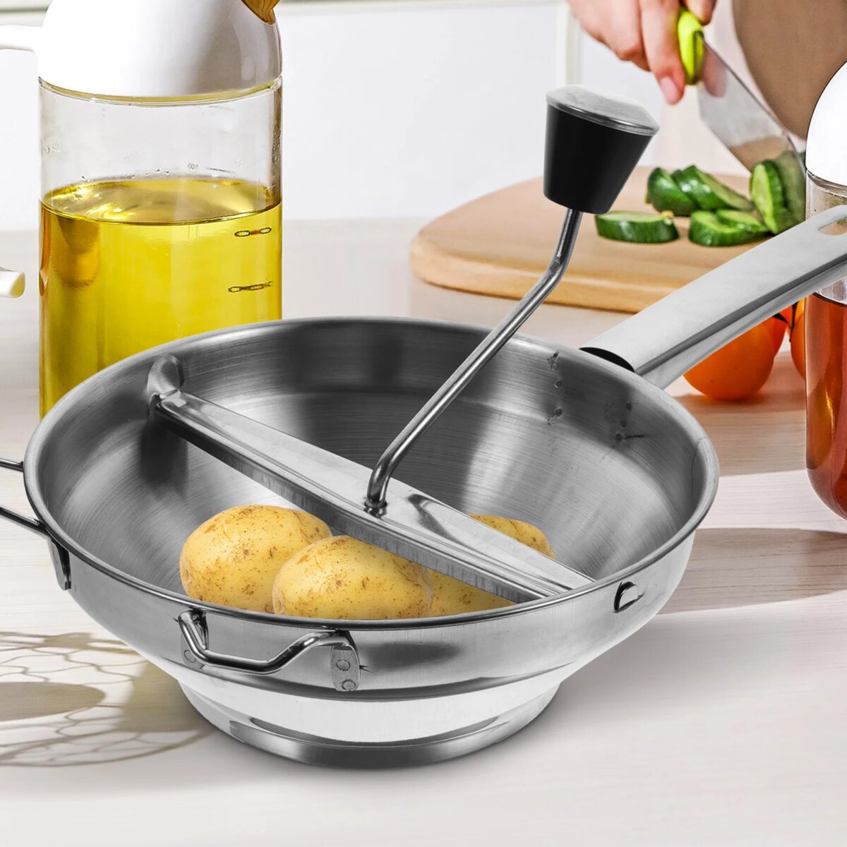 1pc Stainless Steel Blender Manual Potato Presser Potato Ricer for Home (Silver): 3 - 5 Days Free Delivery Only UK - Image 3