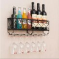 50CM Wall Mounted Metal Wine Glass Rack Drink Bottle Storage Display Shelf, Black: 3 - 5 Days Free Delivery Only UK