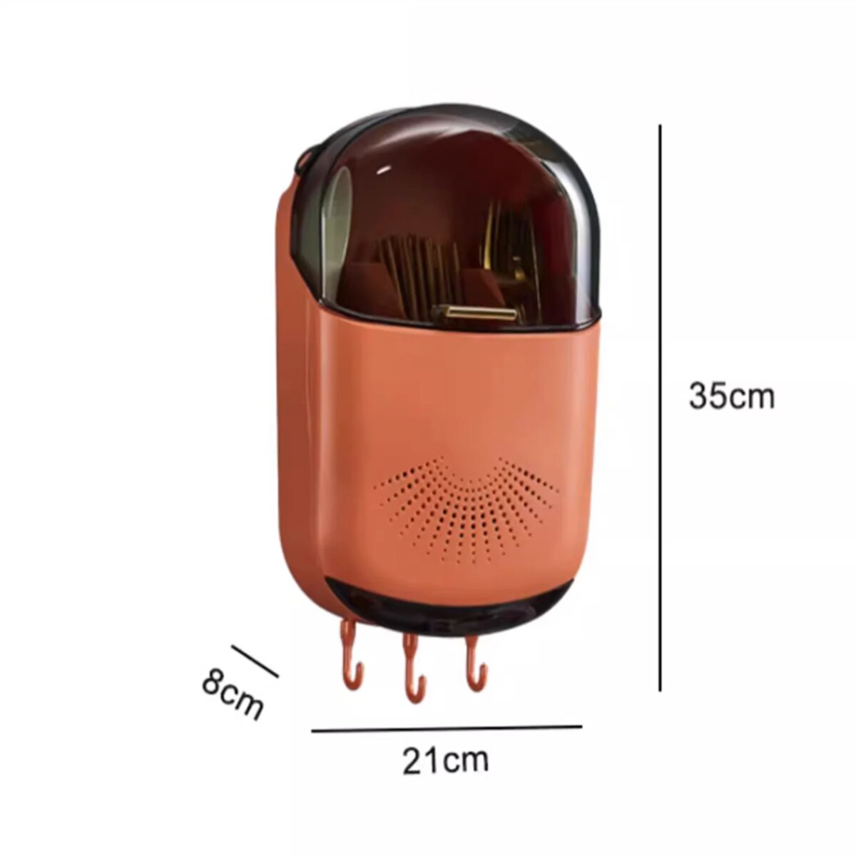 Wall Hanging Chopsticks Box Kitchen Utensil Cutlery Organizer With Drain Holes Bottom Hooks Lid Wall-Mounted Utensils Organizer: 3 - 5 Days Free Delivery Only UK - Image 4