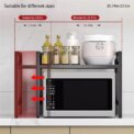 Adjustable Space-Saving Microwave Rack – 100kg Capacity, Kitchen Shelf with Hooks & Storage Organizer (Black): 3 - 5 Days Free Delivery Only UK - Image 3