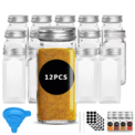 12pc 120ML bottle Glass Spice Bottle Jars Spice Jar Set Transparent Seasoning Storage Bottles Kitchen Salt Bottle: 3 - 5 Days Free Delivery Only UK