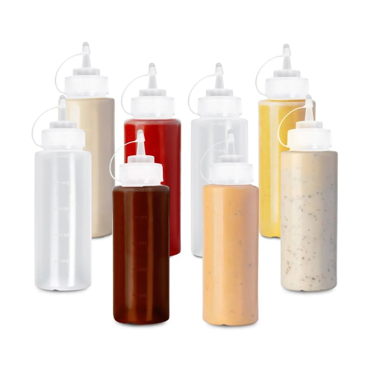 8PCS/4PCS Pack Plastic Squeeze Sauce Bottles Kitchen Condiment Dispenser Mayo 500ml: 3 - 5 Days Free Delivery Only UK - Image 6