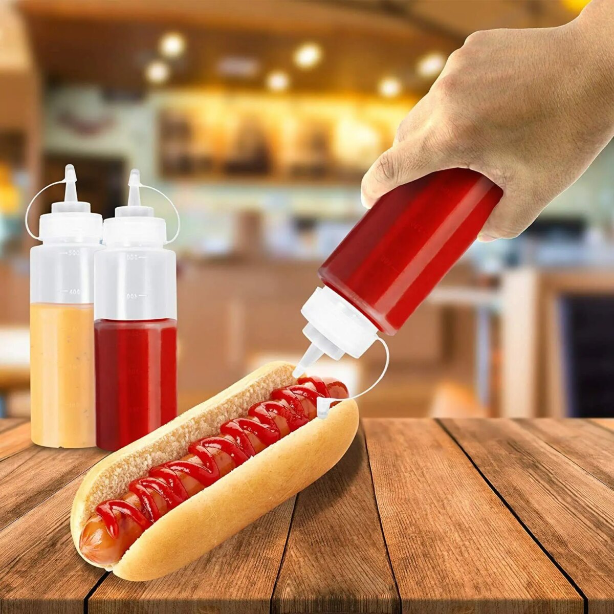 8PCS/4PCS Pack Plastic Squeeze Sauce Bottles Kitchen Condiment Dispenser Mayo 500ml: 3 - 5 Days Free Delivery Only UK - Image 3