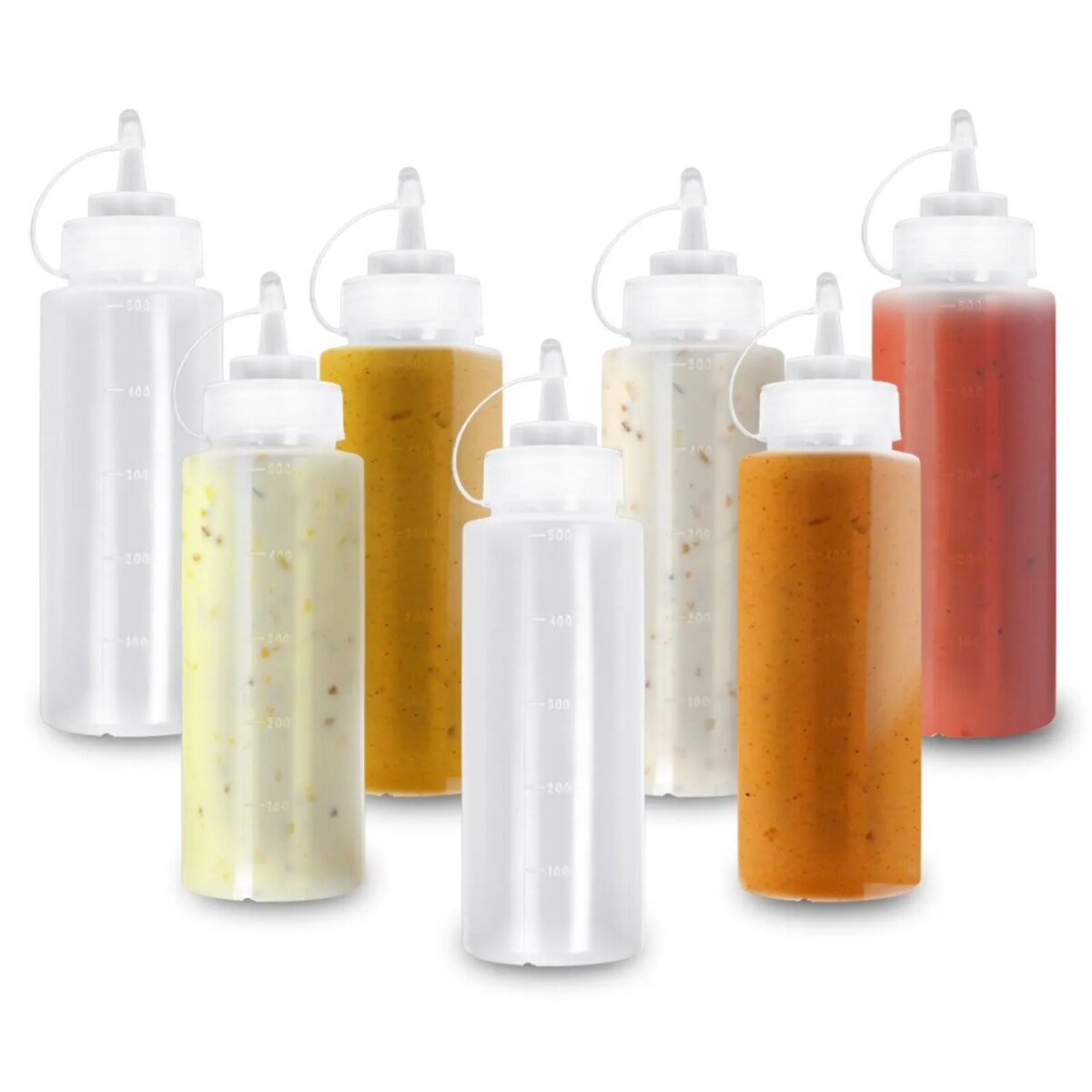 8PCS/4PCS Pack Plastic Squeeze Sauce Bottles Kitchen Condiment Dispenser Mayo 500ml: 3 - 5 Days Free Delivery Only UK - Image 4