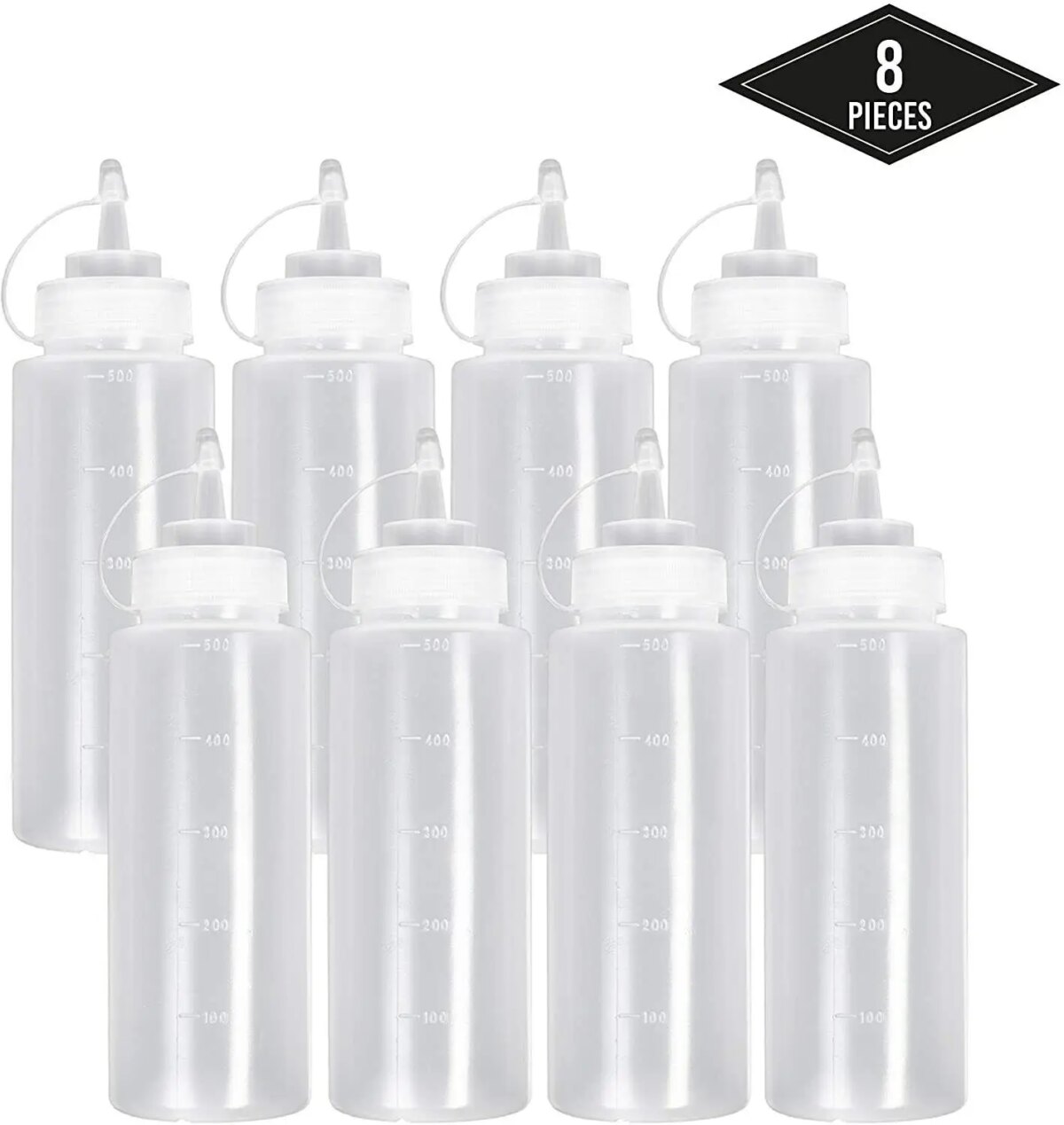 8PCS/4PCS Pack Plastic Squeeze Sauce Bottles Kitchen Condiment Dispenser Mayo 500ml: 3 - 5 Days Free Delivery Only UK - Image 1